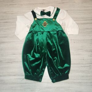 Vintage Good Lad Baby Boy Outfit Green Size 18 Months A2